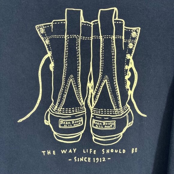 LL Bean Mens Long Sleeve Bean Boot Graphic Shirt Size L Tall Blue Outdoor GORP - Picture 2 of 10